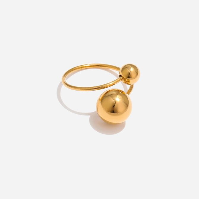 Anillo Ajustable Bolas Bañadas En Oro 18k 12