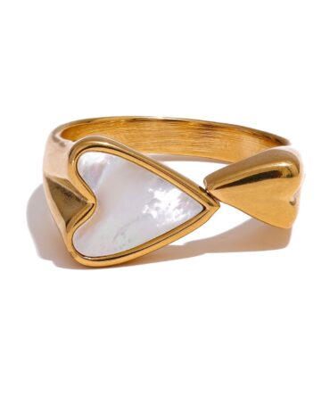 Anillo Ajustable Con Corazón Chapado En Oro De 18k 1