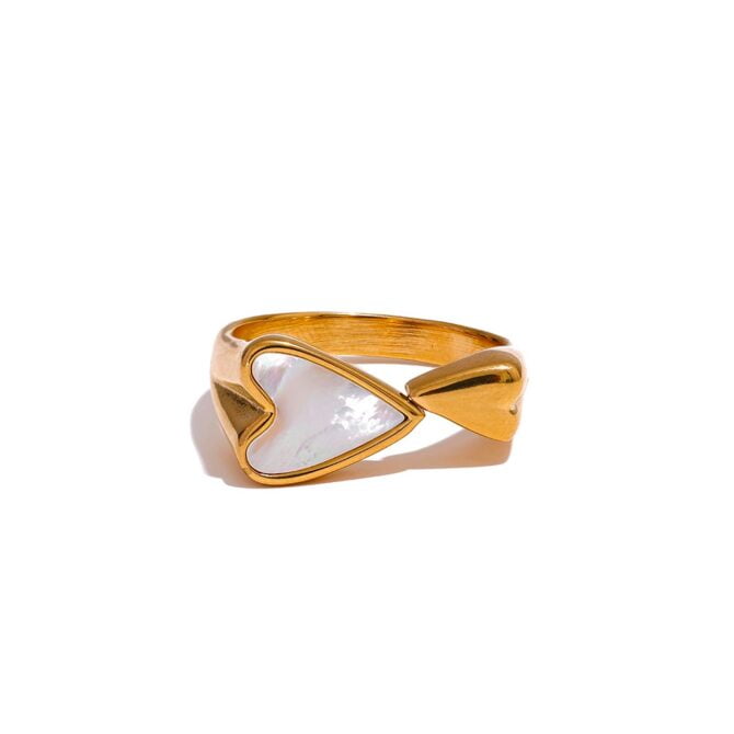 Anillo Ajustable Con Corazón Chapado En Oro De 18k 12