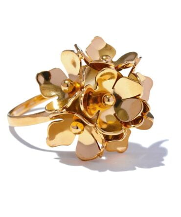 Anillo Ajustable Flores Chapado En Oro 18k 1