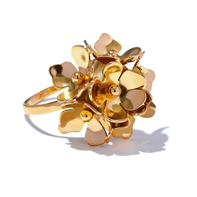 Anillo Ajustable Flores Chapado En Oro 18k 1