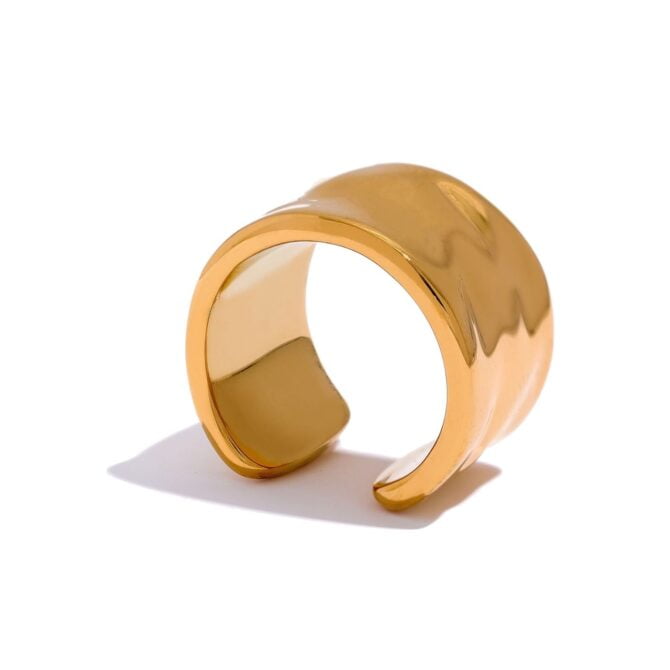 Anillo Ajustable Grueso Chapado En Oro De 18k 1