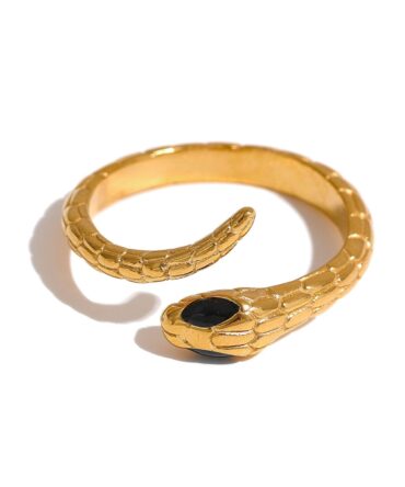 Anillo Ajustable De Serpiente Chapado En Oro De 18k