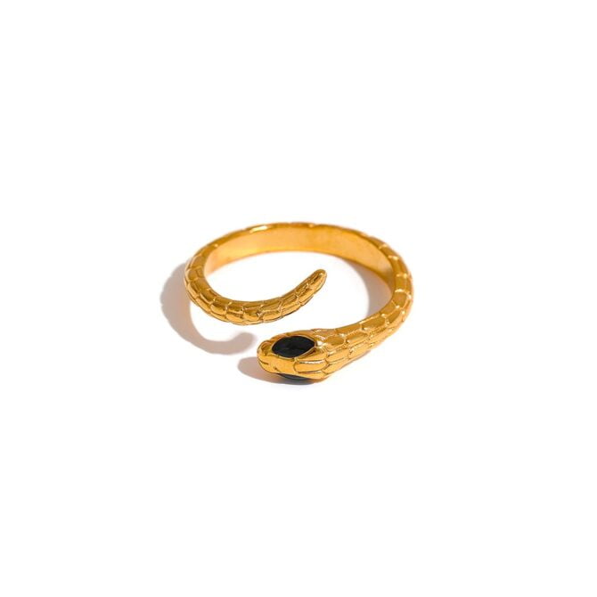 Anillo Ajustable De Serpiente Chapado En Oro De 18k 16