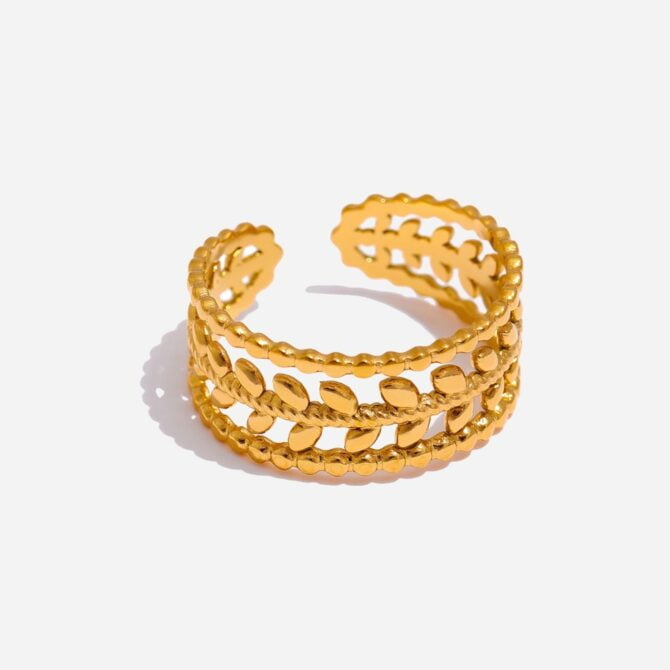 Anillo Triple Ajustable Hueco Chapado En Oro De 18k 14