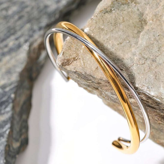 Brazalete Doble Chapado en Oro de 18k 7