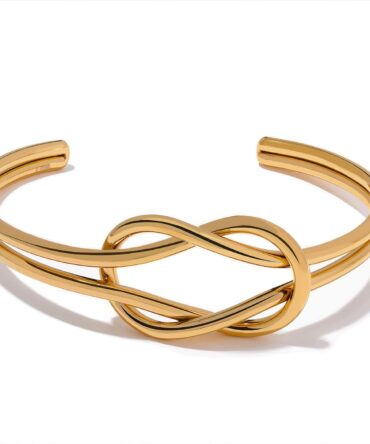 Brazalete De Doble Nudo Chapado En Oro De 18k 1