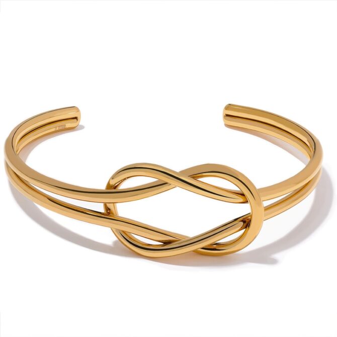 Brazalete De Doble Nudo Chapado En Oro De 18k 1