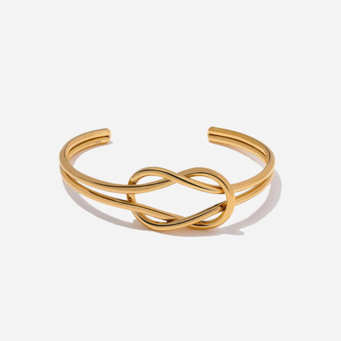 Brazalete De Doble Nudo Chapado En Oro De 18k 14