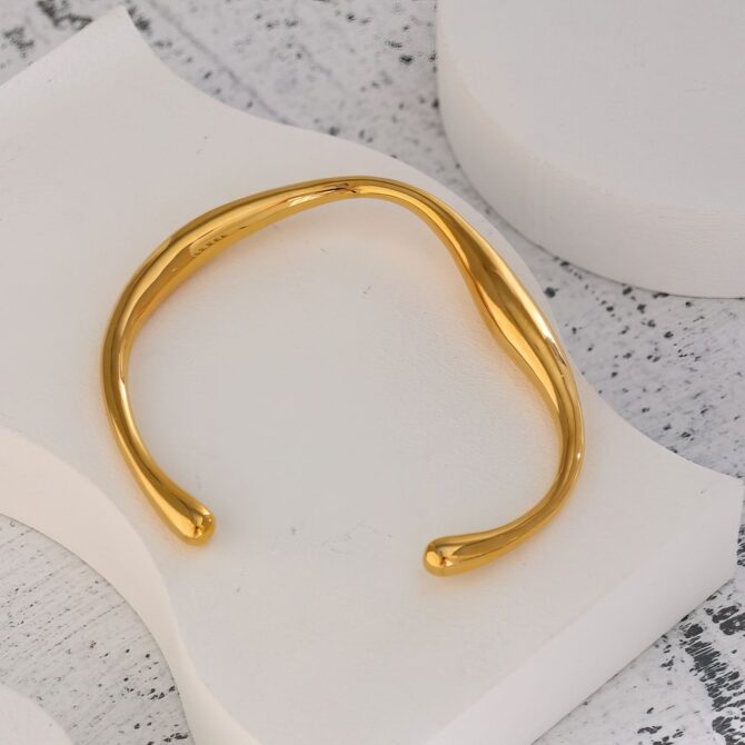 Brazalete Orgánico Chapado En Oro De 18k 3