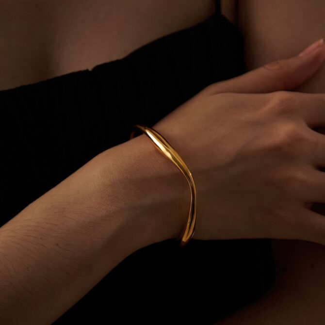 Brazalete Orgánico Chapado En Oro De 18k 6