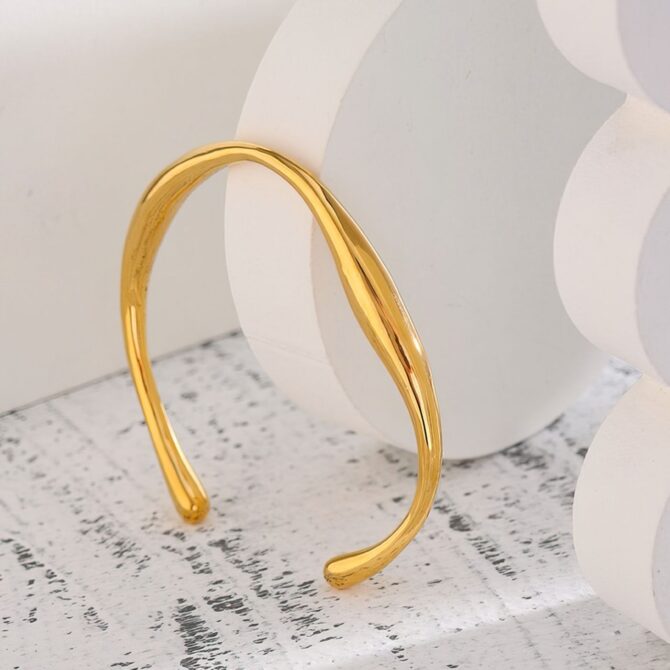 Brazalete Orgánico Chapado En Oro De 18k 7