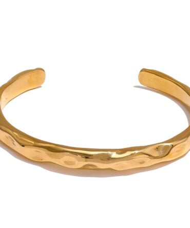 Brazalete Orgánico Irregular Chapado En Oro De 18k 1