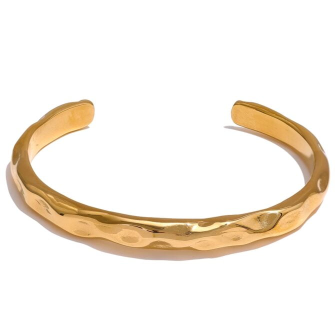 Brazalete Orgánico Irregular Chapado En Oro De 18k 1