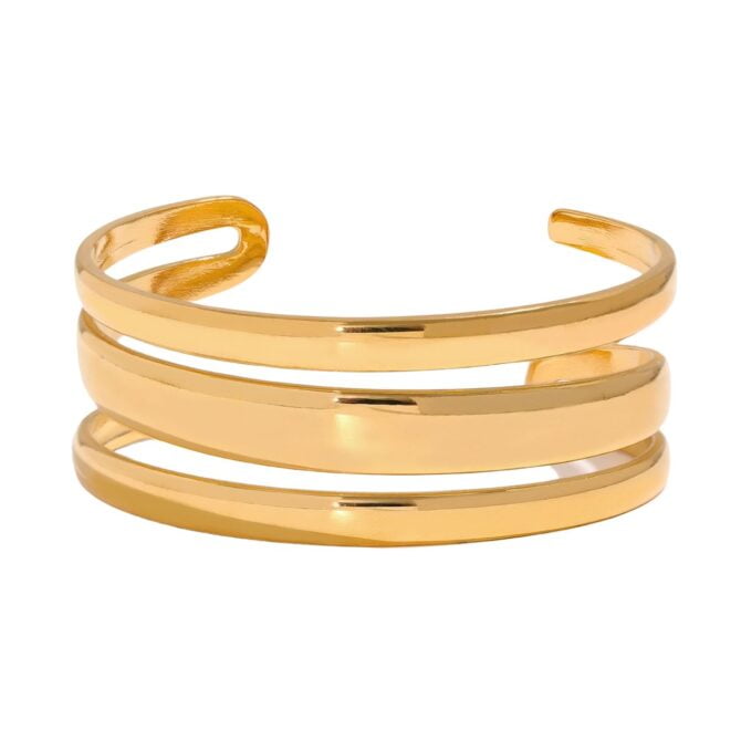 Brazalete triple chapado en oro de 18 quilates 1