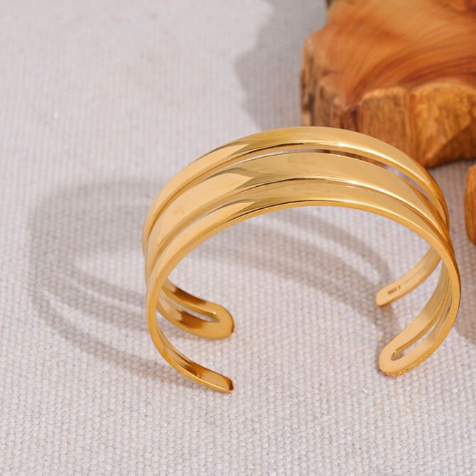 Brazalete triple chapado en oro de 18 quilates 7