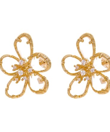 Pendiente Flor De Circonitas Chapado En Oro 18k 1