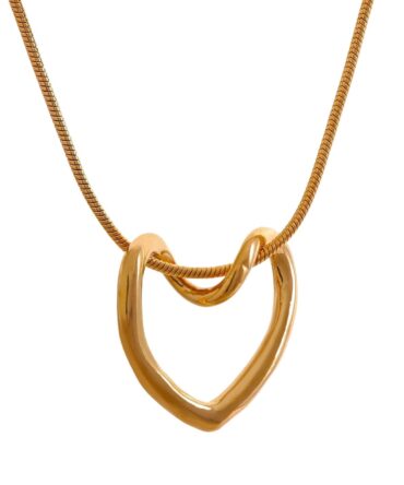 Collar De Corazón Hueco Chapado En Oro De 18k 1