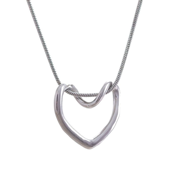 Collar De Corazón Hueco Chapado En Oro De 18k 13