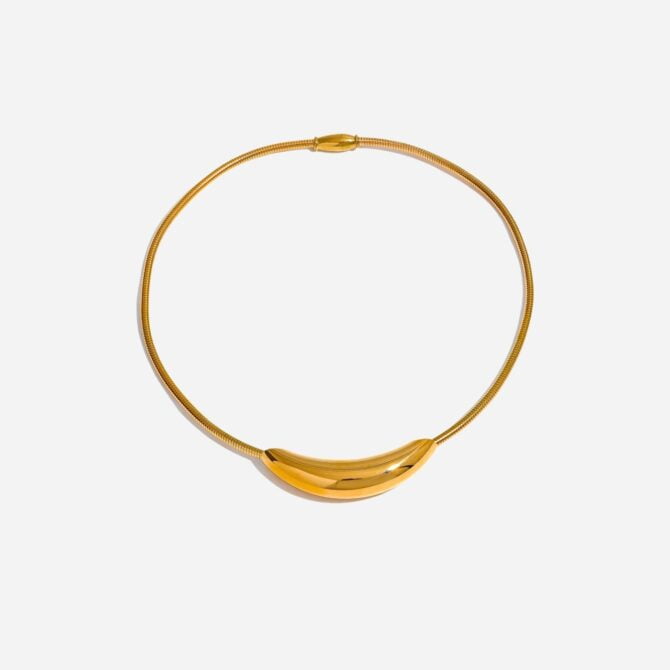 Collar Orgánico Asimétrico Chapado En Oro De 18k 11