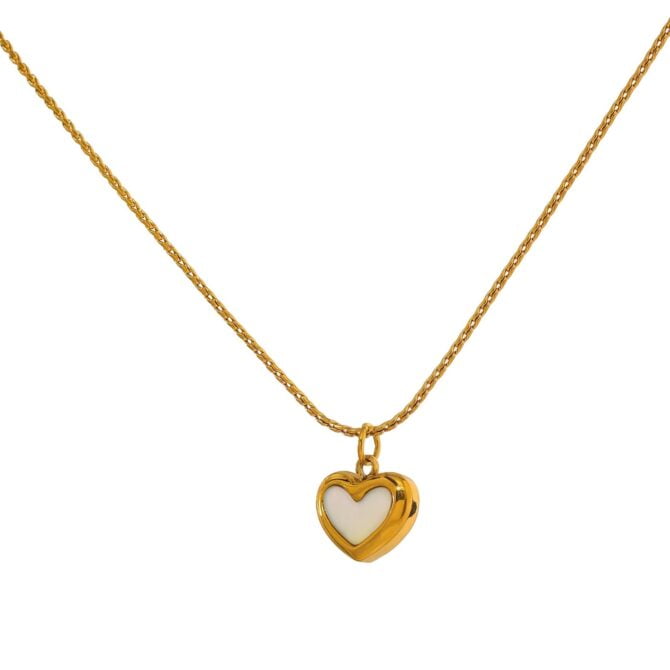 Collar con colgante de corazón de perlas chapado en oro de 18 quilates 1