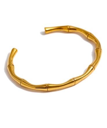 Brazalete Irregular Orgánico Chapado En Oro De 18k 1