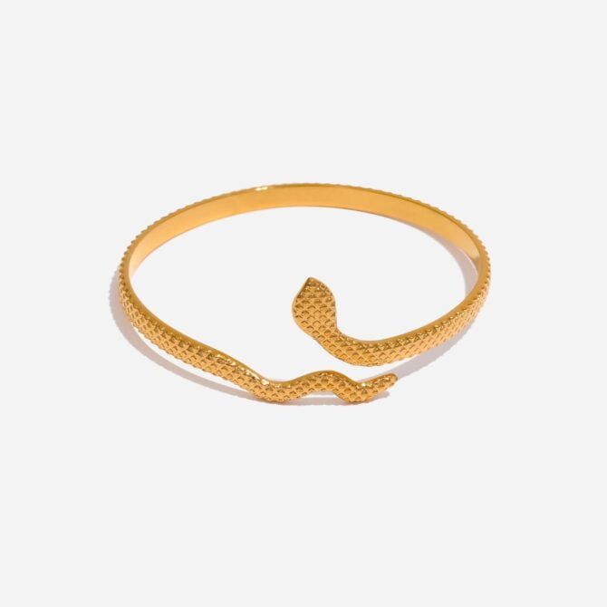 Pulsera De Serpiente Bañada En Oro De 18k 12