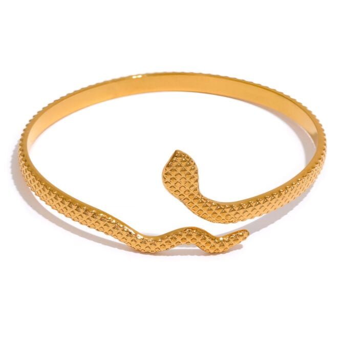 Pulsera De Serpiente Bañada En Oro De 18k 1