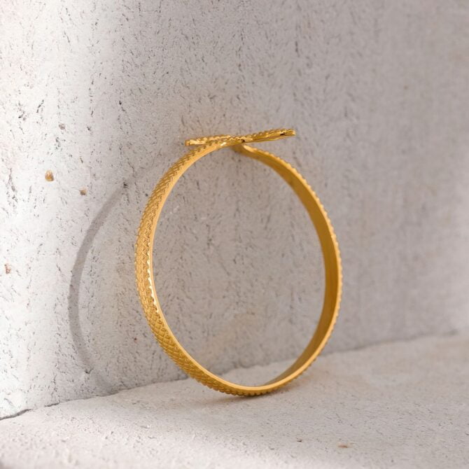 Pulsera De Serpiente Bañada En Oro De 18k 5