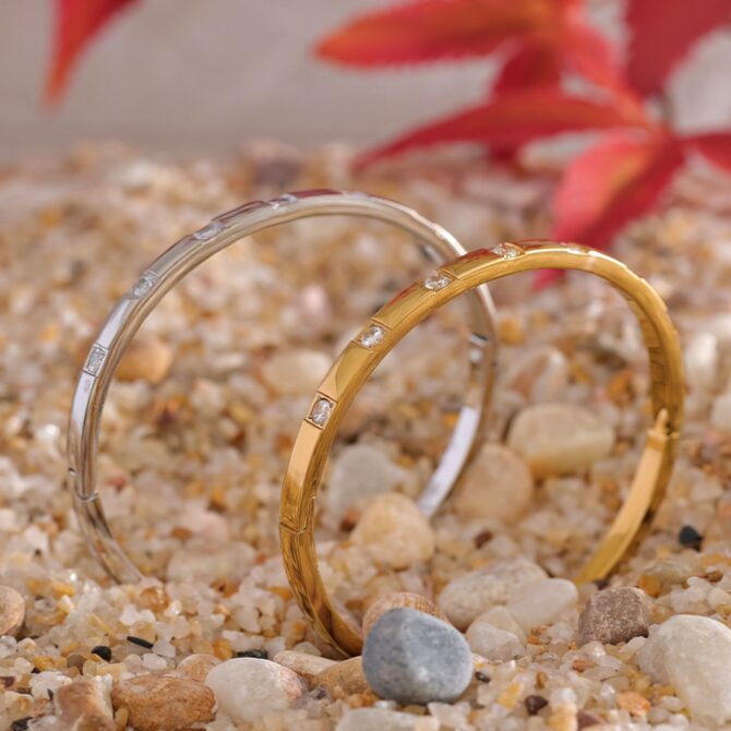 Pulsera De Circonitas Bañada En Oro De 18k 3