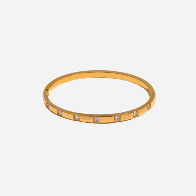 Pulsera De Circonitas Bañada En Oro De 18k 17