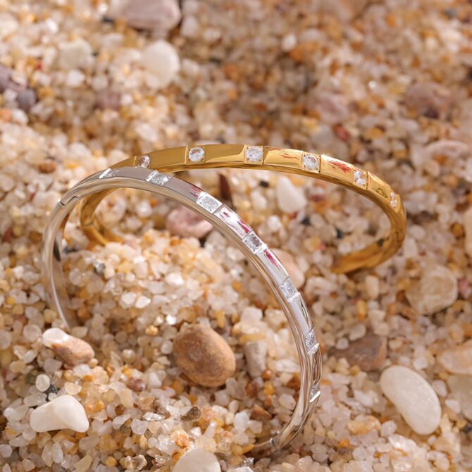 Pulsera De Circonitas Bañada En Oro De 18k 6