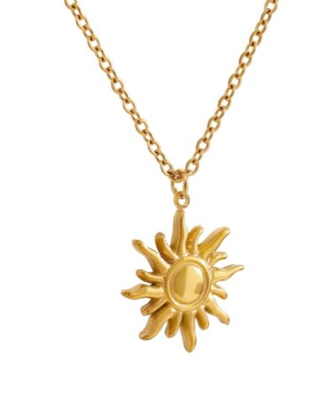 Collar con colgante de sol chapado en oro de 18 quilates