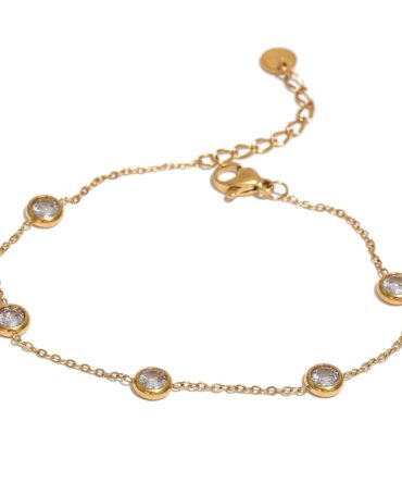 Pulsera De Cadena Fina De Circonitas Chapada En Oro De 18k 1