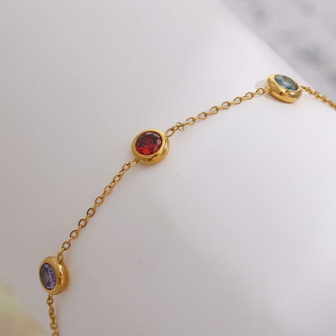 Pulsera De Cadena Fina De Circonitas Chapada En Oro De 18k 10