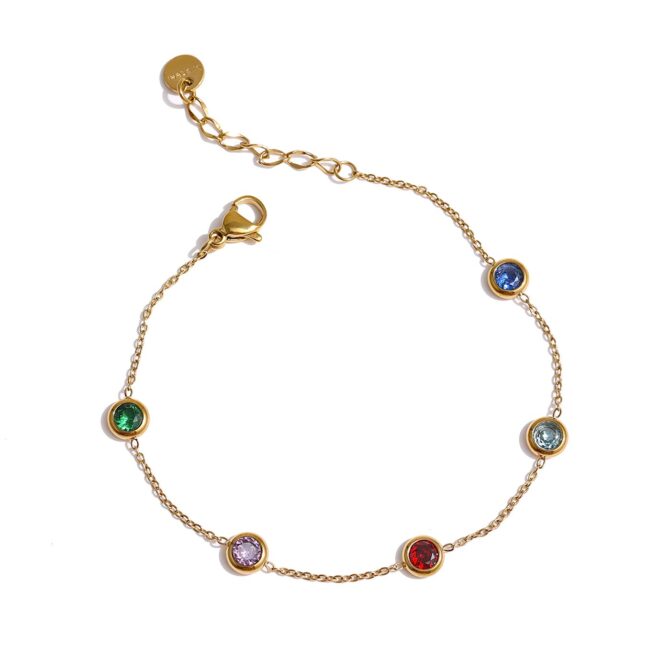 Pulsera De Cadena Fina De Circonitas Chapada En Oro De 18k 11