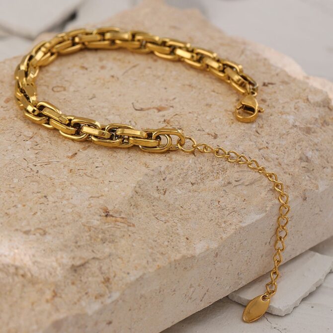 Pulsera De Eslabones Entrelazados Chapada En Oro De 18k 2