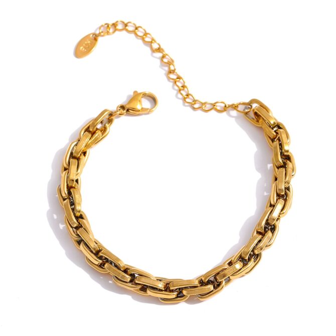 Pulsera De Eslabones Entrelazados Chapada En Oro De 18k 1