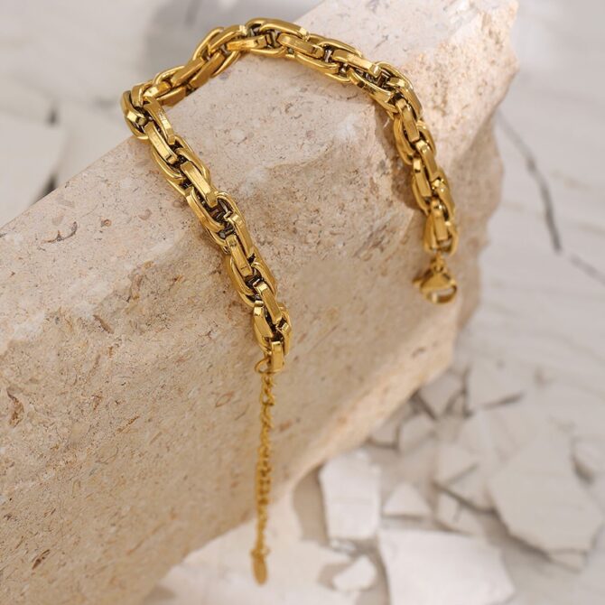 Pulsera De Eslabones Entrelazados Chapada En Oro De 18k 6