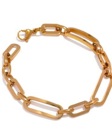 Pulsera De Eslabones Grandes Asimétricos Chapada En Oro De 18k 1