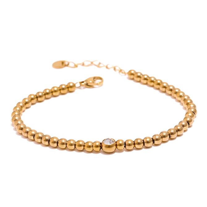 Pulsera Esferas Circonitas Bañadas En Oro 18k 1