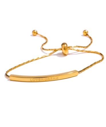 Pulsera con etiqueta de sueño de amante chapada en oro de 18 quilates
